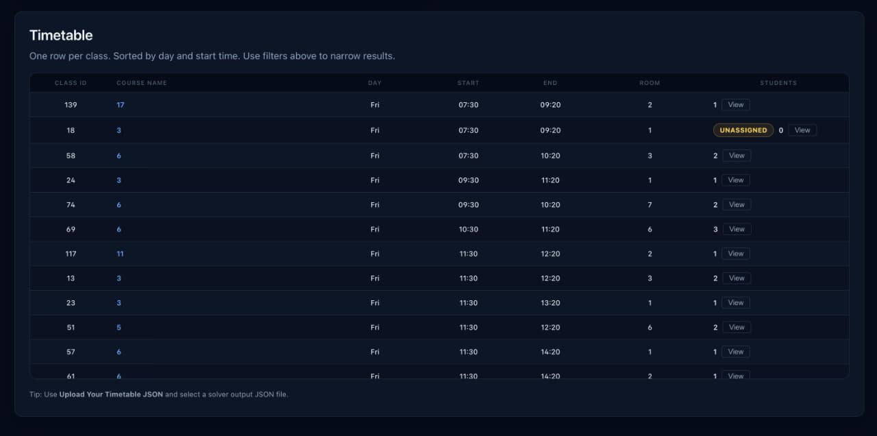 Timetable Schedule